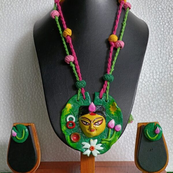 HANDCRAFTED CLAY DEVI DURGA MOTIVE NECKPIECE